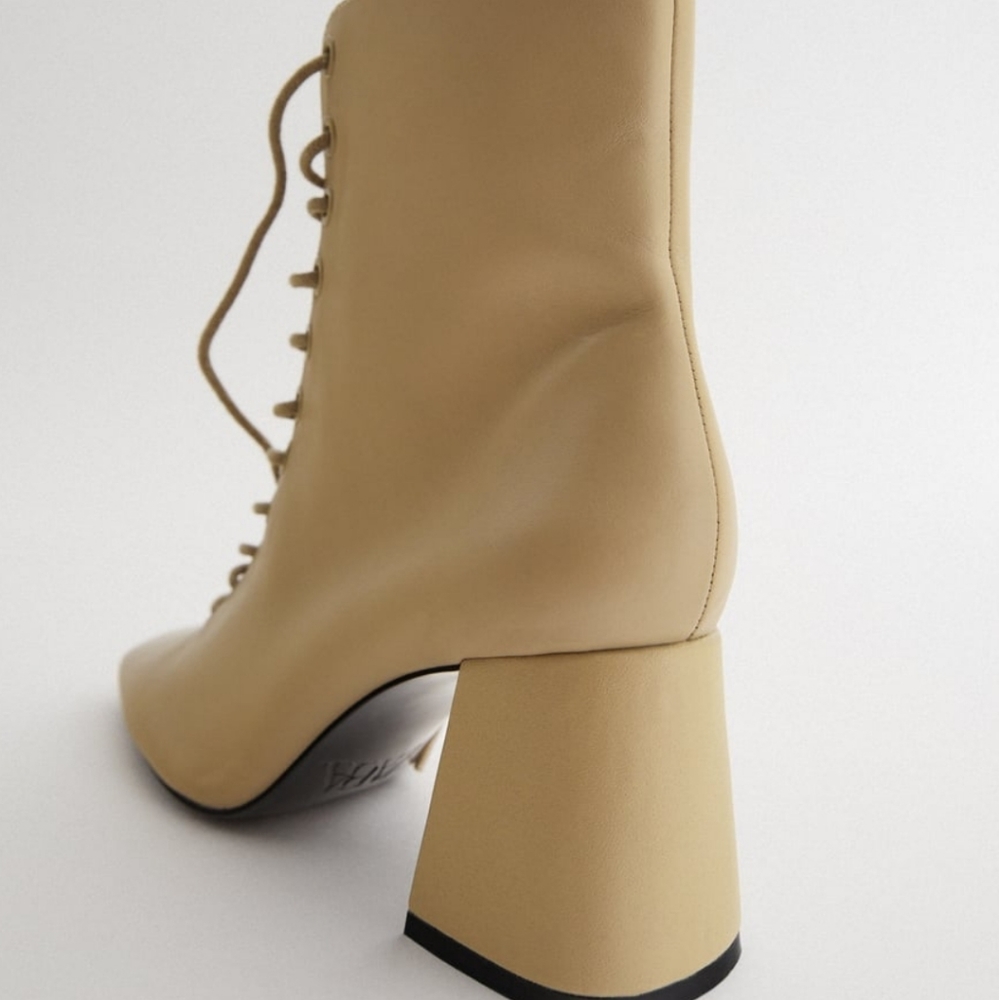Zara laced leather high heel ankle boots - Picture 3 of 6